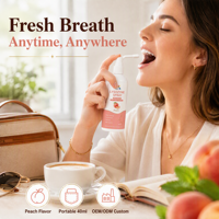 Spray buccal sans alcool à marque privée, sans sucre, rafraîchisseur d'haleine doux pour les bouches sensibles, soin buccal portable, fraîcheur menthe