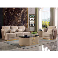 Ensemble de canapés carrés orange de luxe moderne Revêtement en cuir synthétique Pieds en acier inoxydable Design italien pour villa Hôtel & Centre commercial