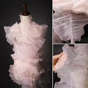 Big Wave Lace Fabric,Transparent Pleated Flounces Mesh Lace,DIY Dress Clothes Fashion Accessories Designer pleated Fabrics