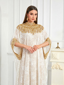 Elegante <span class=keywords><strong>Abito</strong></span> da Sera di Lusso <span class=keywords><strong>con</strong></span> Perline di Cristallo per Donna, <span class=keywords><strong>Maniche</strong></span> <span class=keywords><strong>a</strong></span> <span class=keywords><strong>Pipistrello</strong></span>, Vestito <span class=keywords><strong>Lungo</strong></span> in Chiffon, Abaya Musulmana, Abbigliamento Islamico - Product Image 3