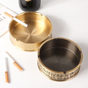 Erliao Exquisite Decorative <strong>Brass</strong> <strong>Ashtray</strong> with Vintage Patterns - Ideal for Home, Office, Hotel &amp; Beyond - Product Image 3