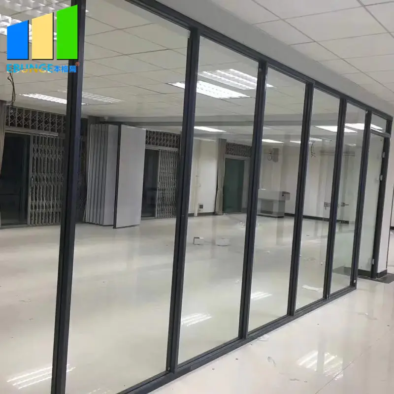 商業用インテリアポータブルオフィスウォールアルミニウム強化フルハイト固定オフィスガラスパーティション壁