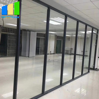 Cloisons de séparation en verre modernes et portables pour bureaux commerciaux, avec structure fixe pleine hauteur en aluminium trempé