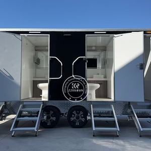 Baño portátil móvil de lujo de diseño moderno, 4 Estaciones, VIP, baños al aire libre, remolque, remolque de inodoro portátil - Product Image 4