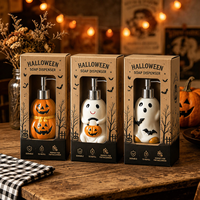 Distributeur de savon en céramique pour Halloween, flacon rechargeable en forme de citrouille et de fantôme, décoration mignonne pour salle de bain et cuisine