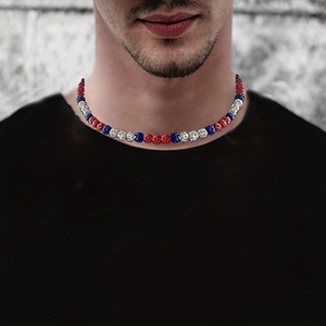 Vendita calda <span class=keywords><strong>collana</strong></span> di strass con perline per giocatore di Baseball uomo Hip Hop 10mm colorato rotondo Disco collane a sfera di diamanti 2024 - Product Image 2