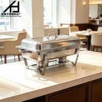 Matériel de restauration hôtelière professionnel : Ensemble de réchauds rectangulaires en acier inoxydable 9L pour buffet, chauffe-plats, équipement de cuisine