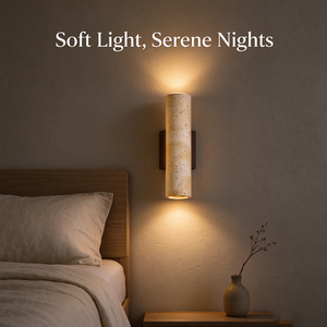 <span class=keywords><strong>Applique</strong></span> <span class=keywords><strong>murale</strong></span> cylindrique en travertin crème, lampe design minimaliste Wabi-Sabi de style mid-century <span class=keywords><strong>pour</strong></span> salon, chambre, couloir, <span class=keywords><strong>escalier</strong></span> - Product Image 1