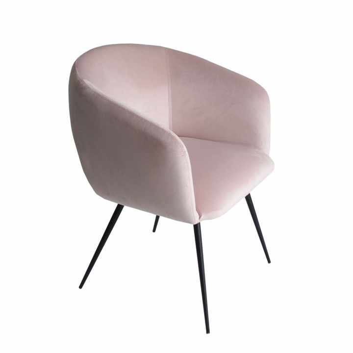 HMS Pink and Black Velvet Upholstered Dining Arm Chair Elegant Living Room Furniture