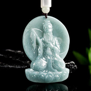 Colgante de Jadeíta Natural Azul Agua Taishang Laojun, Joyería para Hombre, Diseño Original, Regalo con Certificado de Tasación FG38 - Product Image 2