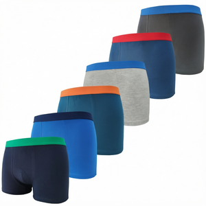Boxers en coton pour garçons, couleur unie, ceinture multicolore, ensemble de sous-vêtements respirants pour enfants - Product Image 1