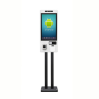 Kios Layar Sentuh Putih untuk Pemesanan Mandiri, Display LCD, Stand Poster Digital untuk Makanan, Kopi, Supermarket