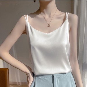 Camisolas Sedosas para Mujer 2025, Top <span class=keywords><strong>de</strong></span> Satén con Cuello en V, <span class=keywords><strong>Tirantes</strong></span> Finos, Espalda <span class=keywords><strong>Cruzada</strong></span>, Blusas <span class=keywords><strong>de</strong></span> Verano sin Mangas - Product Image 2