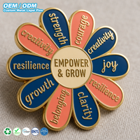 Broche personnalisée en émail dur avec motif floral, texte inspirant et motivant, badge métallique, logo décoratif, vente en gros, cadeau pour employés