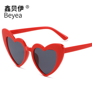 Beya <b>Heart</b> Shape <b>Sunglasses</b> <b>Black</b> Full Frame Metal Hinges Fashionable Outdoor Use - Product Image 3