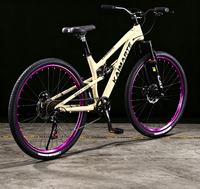 Vélo de montagne à suspension intégrale, cadre en alliage d'aluminium, frein à disque mécanique, fourche à ressort, 24/26/27,5 pouces