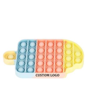 Custom Logo Screen Printed Pop <b>Bubble</b> Fidget Toy Ice-Cream Stick Silicone Push Stress Hand Shape Sensory Toys for <b>Kids</b> - Product Image 1