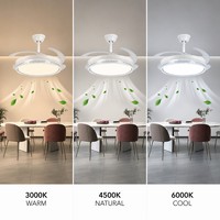 Ventilateur de plafond style ferme avec lumière, 42 pouces, 96W, pales en bois rustique, télécommande, 3 couleurs à intensité variable, pour chambre et salon