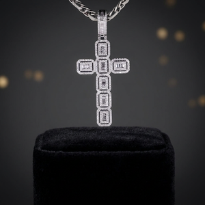 Colgante de Cruz Hindú Religiosa de Plata 925 con Perla de Agua Dulce, Bañado en Rodio, Moissanita de Corte Brillante, Estilo Hip Hop, Unisex, para Boda - Product Image 5