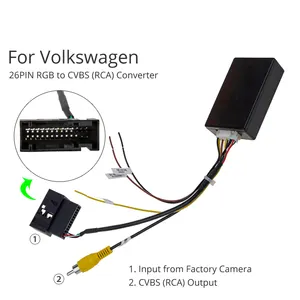 26 PIN RGB to CVBS (RCA) AV Signal Converter Adapter For VW Original Rearview Camera For VW passat CC Tiguan Android DVD