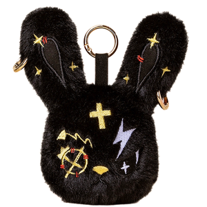 <strong>Purple</strong> <strong>Panda</strong> &amp; White Rabbit Plush Key Chain Bundle, Bandage Embroidery, Fluffy Bag Accessories for Kids - Product Image 6