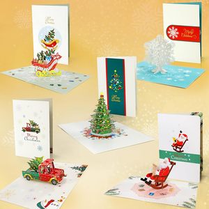 Carte de vœux pop-up 3D en papier 5x7 pouces, découpe 3D, motif sapin, camion et Père Noël, Joyeux Noël - Product Image 2