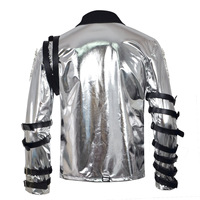 Nouvelle veste de scène Michael Jackson 2026 pour homme, tenue de danse MJ à sequins, couleur argentée scintillante, style vintage, pour performance et cosplay
