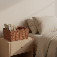 Panier rectangulaire en corde de papier écologique avec poignées, support robuste en fer intégré, tressé, moderne, simple, multi-usage pour la maison