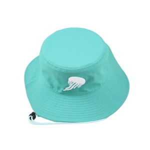 Marque privée brodée personnalisée Chapeau seau à large bord Protection solaire unie Casquette de pêcheur avec ficelle - Product Image 1