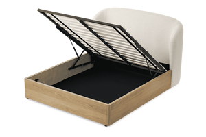 Cama tapizada personalizada Tamaño doble Diseño con mechones con elevador de gas Cama cuadrada con almacenamiento - Product Image 4