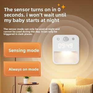 Lámpara de Noche LED Inteligente OEM de 1.2W, Material ABS, Reloj, Lámpara de Pared Moderna, Enchufable, Luz Blanca Cálida para Dormitorios Infantiles, Pasillos, con Batería - Product Image 2