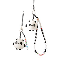 New Cartoon Dễ Thương Silicone Panda Mặt Dây Chuyền Điện Thoại Di Động Chuỗi PVC Handmade Đính Cườm Tình Yêu Điện Thoại Di Động Dây Buộc Cho Các Cặp Vợ Chồng