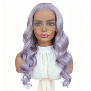 Perruque Lace Front Ondulée Lavande Violette 100% Cheveux Humains Longue et Ondulée pour <span class=keywords><strong>Femme</strong></span> - Product Image 1