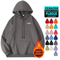 Sweat-shirt à capuche surdimensionné en polaire personnalisé pour logo Broderie 3D Sweat-shirt uni à épaules tombantes pour homme Épais et lourd