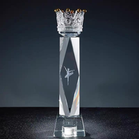 Trophée en cristal personnalisé en forme de couronne, gravure, trophée en cristal lumineux, récompenses