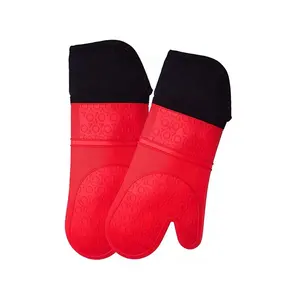 Factory Supply Different Color Heat Resistant BBQ Gloves Baking Oven L 37.5 x 13 cm Anti-Scald Mittens