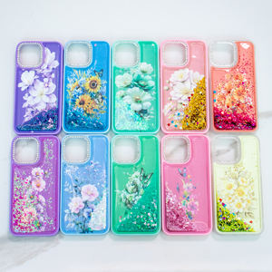 Nouvelle coque de téléphone pour <span class=keywords><strong>Realme</strong></span> C75 avec motif floral de diamant scintillant, sable liquide, paillettes, pour filles - Product Image 2