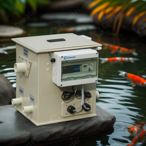 อุปกรณ์เพาะเลี้ยงปลาคาร์ฟ Cowater 110V พร้อมหลอดไฟยูวี 2640 GPH ระบบกรองแบบถังหมุน <span class=keywords><strong>10</strong></span> ลูกบาศก์เมตรต่อชั่วโมง อัตราการไหล <span class=keywords><strong>10</strong></span> ลูกบาศก์เมตรต่อชั่วโมง วัสดุ PP สำหรับตู้ปลา - Product Image 6