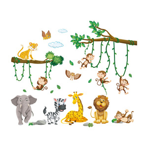 Dekorasi dinding seni DIY cocok untuk ruang bayi ruang tamu kelas dekorasi dinding Afrika hutan hewan stiker dinding