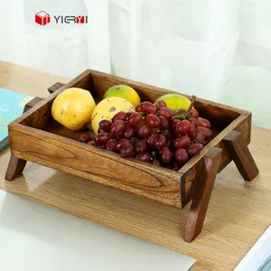 Bandejas para servir fruta de madera sólida, adornos de madera de caramelo personalizados para el hogar