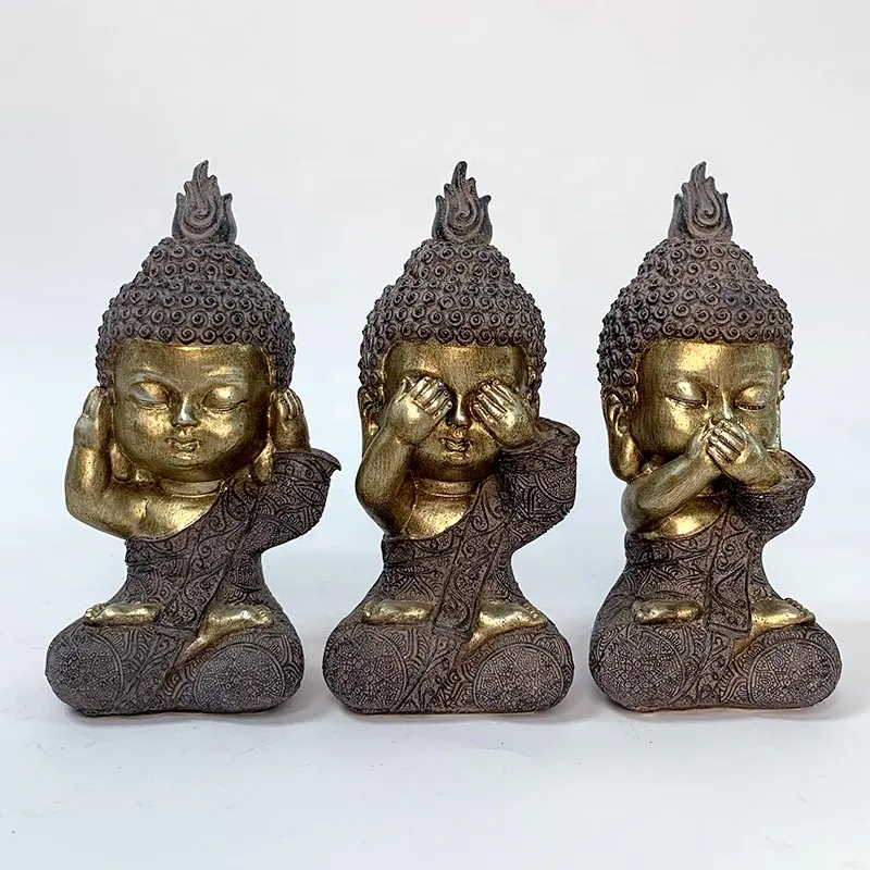 Resin Figure statue vintage gifts Buddha statue folk crafts desk decoration no say no see no hear statue crafts