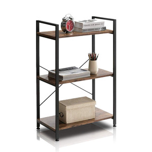 Estantería para Libros para Espacios Pequeños, de 3, 4 y 5 Niveles, Estilo Industrial, Marco de Acero, Estantería de Esquina de Madera - Product Image 1
