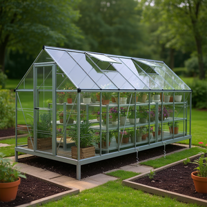 Serre de jardin Crystal Clear Garden Greenhouse 6 x 16 avec structure en aluminium et aérations de toit pour le jardinage en extérieur - Product Image 2