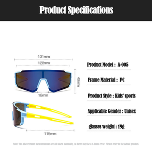 Occhiali da Sole per Bambini con Montatura Quadrata Completa <span class=keywords><strong>in</strong></span> PC, Protezione UV400 Classe 3, Occhiali Sportivi per Ciclismo e Pesca, Personalizzabili con Logo - Product Image 6