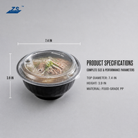 Togo ZS ZS-48 Contenant alimentaire rond jetable de 48 oz sans BPA, compatible micro-ondes, avec couvercle en plastique PP, design moderne