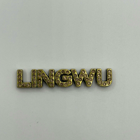 Étiquettes métalliques personnalisées LINGWU en strass anti-corrosion écologiques, avec logo complet en lettres, vente en gros pour vêtements, sous-vêtements, sacs, casquettes