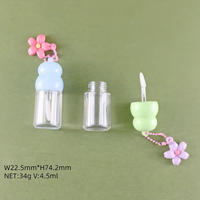 Tube de brillant à lèvres 4,5 ml avec porte-clés fleur, emballage de baume à lèvres, conteneurs de brillant à lèvres pour marque privée