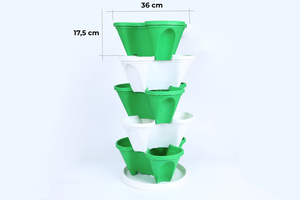 Tour de plantes empilable en plastique PP robuste à 5 niveaux, système de plantation vertical avec base de récupération d'eau pour balcon, jardin et légumes - Product Image 5