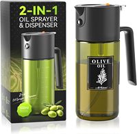 Pulvérisateur d'huile en verre cylindrique opaque de 500 ml avec design personnalisé pour la cuisson et les friteuses à air chaud (noir)