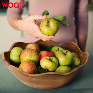 WOQI marrone rustica decorazione cucina in <span class=keywords><strong>legno</strong></span> cesto <span class=keywords><strong>di</strong></span> frutta bordato <span class=keywords><strong>di</strong></span> capesante per tavolino o <span class=keywords><strong>centrotavola</strong></span> per la casa per esposizione <span class=keywords><strong>di</strong></span> cibo - Product Image 4